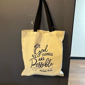 Matthew 19:26 tote bag